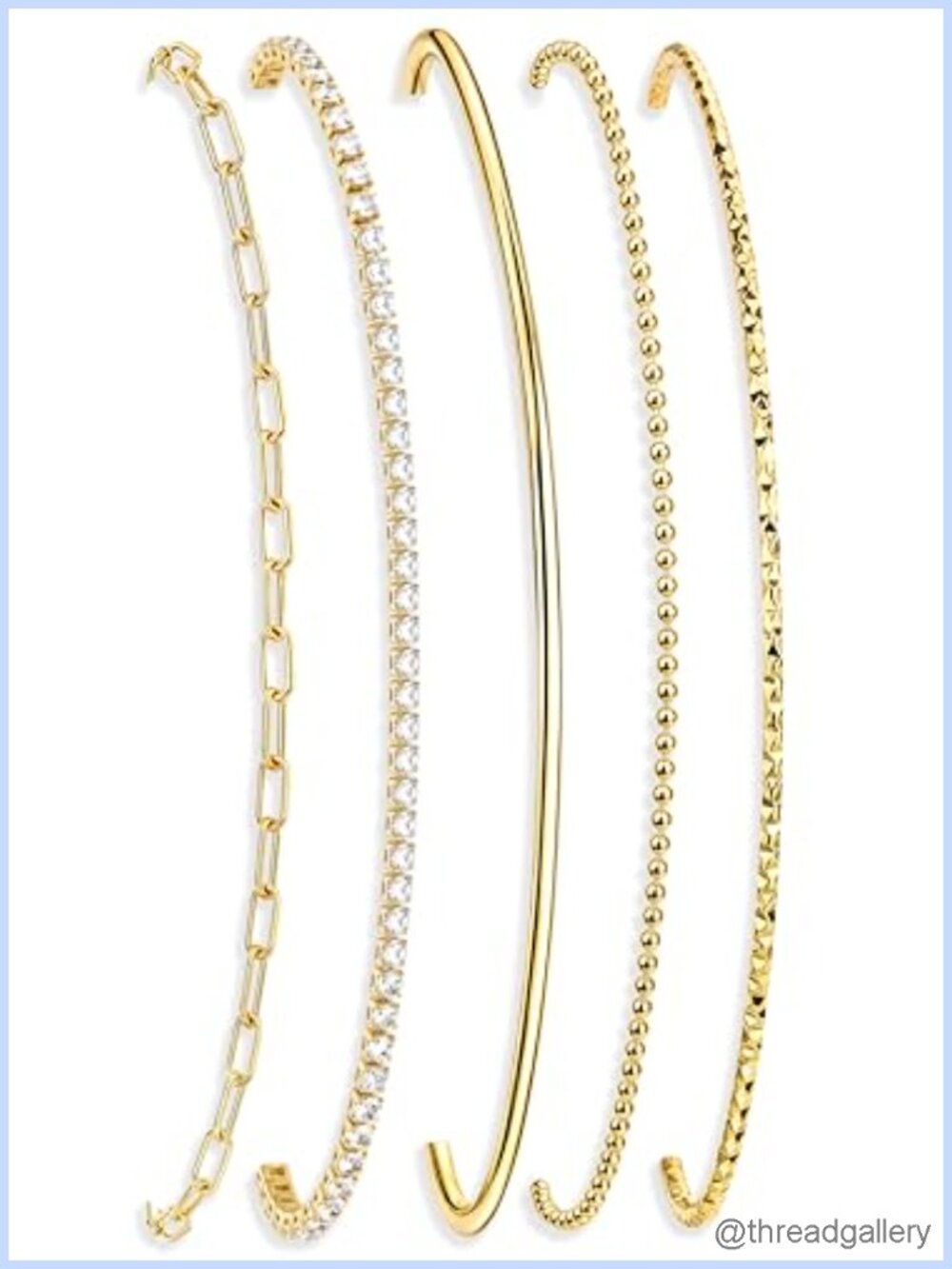14K Gold Plated Stainless Steel Bracelet Set Waterproof Non Tarnish Stackable